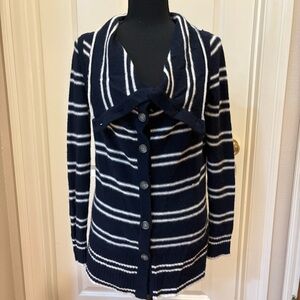Banana Republic Striped Cardigan Sweater Lambswool Cashmere Blend Sz M Nautical
